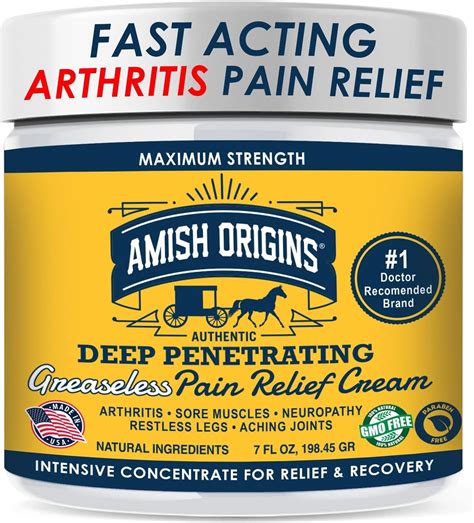 Amazon.com: Amish Origins Arthritis Pain Relief Cream - 7 oz - Maximum Strength Deep Penetrating ...