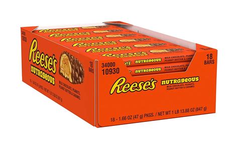 REESE'S Peanut Butter NUTRAGEOUS Candy Bar, 1.66 oz, 18 Count - Walmart.com