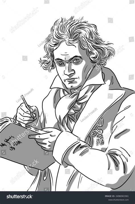 Portrait Ludwig Van Beethoven Famous Composer Stock Illustration ...