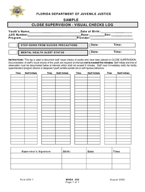 Fillable Online prod djj state fl DJJ Form MHSA020 "Close Supervision ...