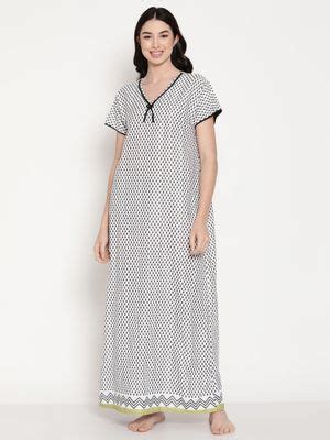 Buy Secret Wish Women's White Sarina Fabric Nighty Online