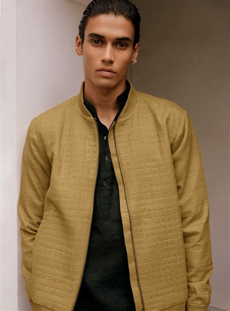 Andamen Aurum Silk Cotton Bomber Jacket