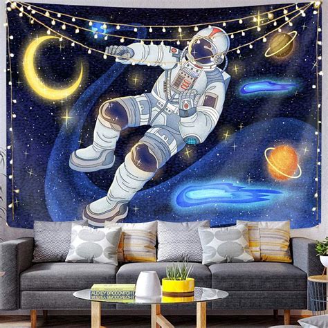 QCWN Fantasy Galaxy Planet Decor Tapestry, Cool Spaceman Astronaut ...