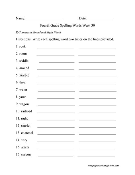 Fourth Grade Spelling Worksheets | Free Printable Word Lists & Practice