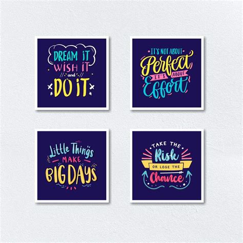 LAB NO 4 Set of 4 Dream It Wish It Inspirational Wall Art Decoration ...