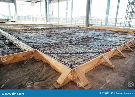 Wire Mesh Interior Concrete Floor Stock Image - Image of architecture ...