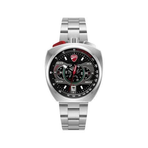 Ducati Corse Black Dial Silver Quartz Chronograph Stainless Steel Stra ...