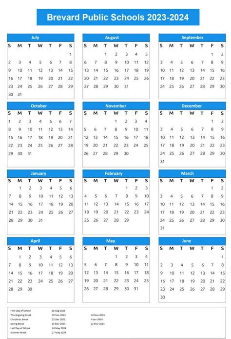 Brevard County Schools Calendar 2024-2025 [Public Schools]
