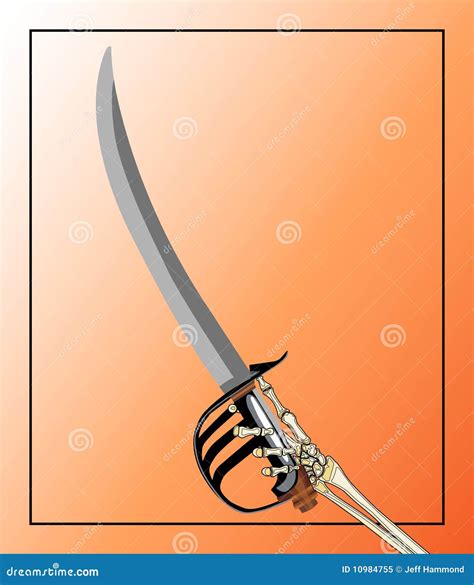 Pirate Sword Wielded by Skeleton Hand Stock Illustration - Illustration ...
