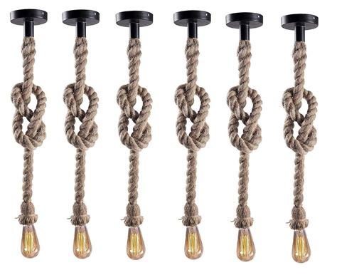 Buy SVDK Pack of 6 Pendant Rope Lights for Ceiling Hanging, Bulb Not ...