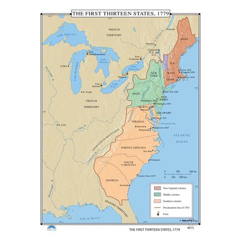 The First Thirteen States 1779 Map » Shop US & World History Maps ...