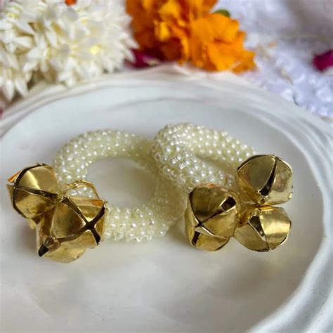 Brass Ghungroo Kadi Finger Pearl Rings Pair – Surakshithub