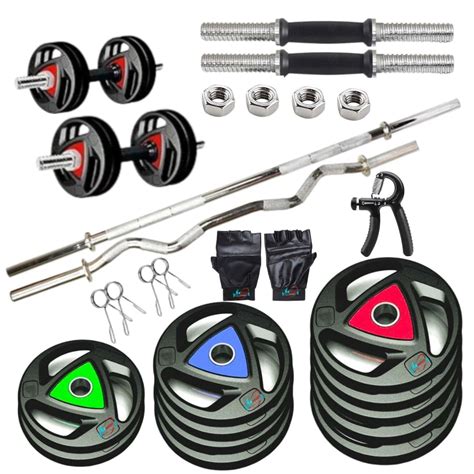 Novian Fitness Premium Home Gym Set Rubber Coated 10kg to 90kg Set, 5ft ...