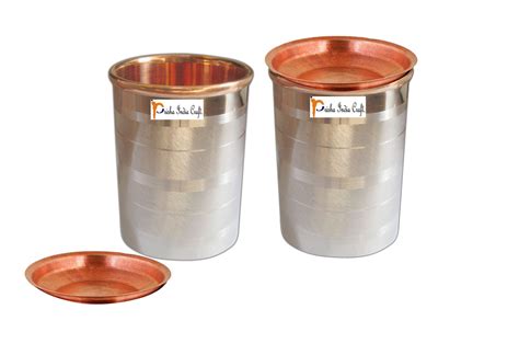 Buy Prisha India Craft Steel Copper Glass Tumbler, Luxury Design ...