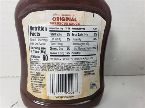 Kraft Original Barbecue Sauce Nutritional Information | Besto Blog