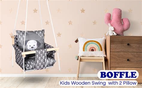 BOFFLE Baby Swing Hanging Indoor Outdoor, Wooden Swing, Baby Garden ...