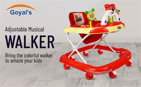 Buy Goyal's Baby Musical Walker - Foldable & Height Adjustable - Red ...