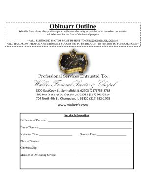 Fillable Online Short obituary examples with templates to help get you ...