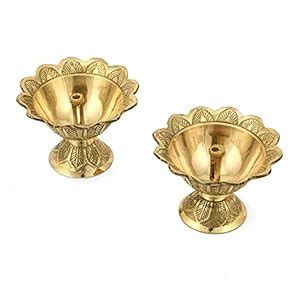 Buy Amazon Brand - Umi Set of 2 Brass Devdas Diya Oil Puja Lamp ...