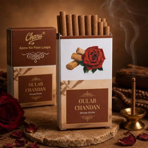 Gulab Chandan Dhoop Sticks (Pack of 27 Sticks) – Charu Perfumery House
