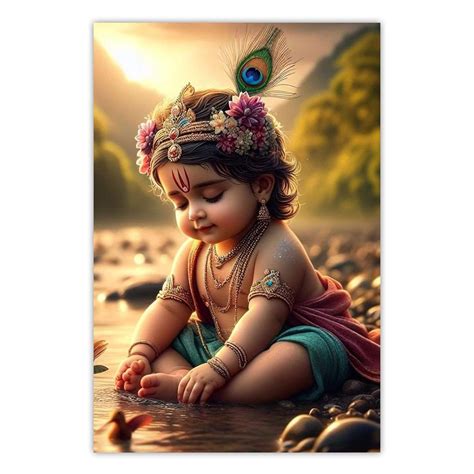 CLICKEDIN Plastic Baby Krishna Photo Posters For Pregnant Women, Self ...