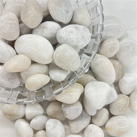 38 lbs White River Rocks, 2-3 inch Polished Pebbles - Decorative White ...