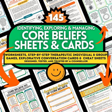 Negative Core Beliefs Worksheets for Therapists Cognitive Behavioral Therapy CBT Maladaptive ...