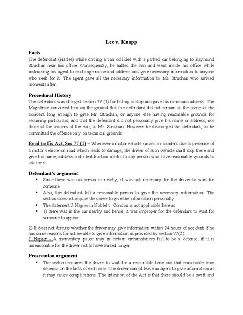 Lee v. Knapp Case Summary - Section 77(1) Analysis in Criminal Justice ...