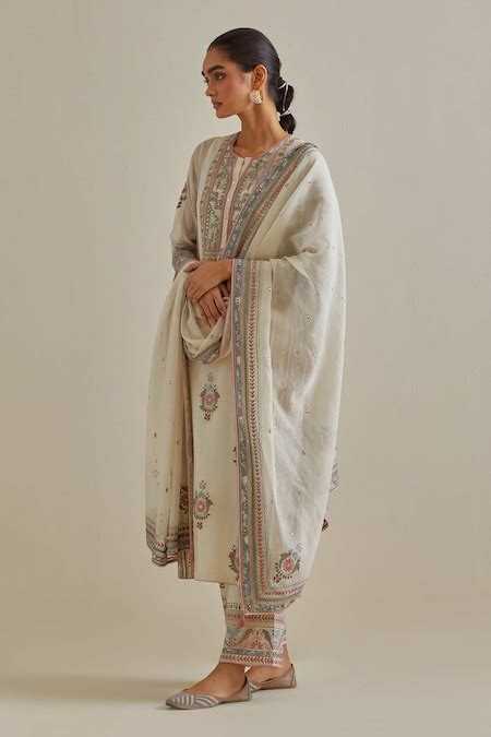 Buy Pink Kurta And Dupatta Cotton Chanderi Patchwork Straight Set For ...