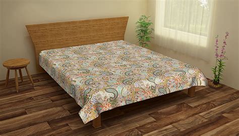Shubangi Collection 200 TC Cotton Double Bedsheet (Katha Work, Pasley ...