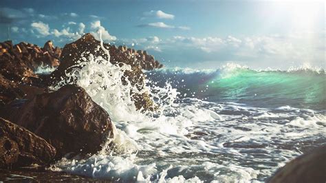 Wallpaper wave, foam, surf, water, stones hd, picture, image