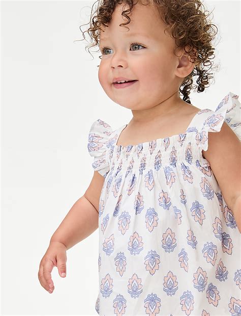 Buy 2pc Pure Cotton Floral Outfit (0-3 Yrs) at Marks & Spencer