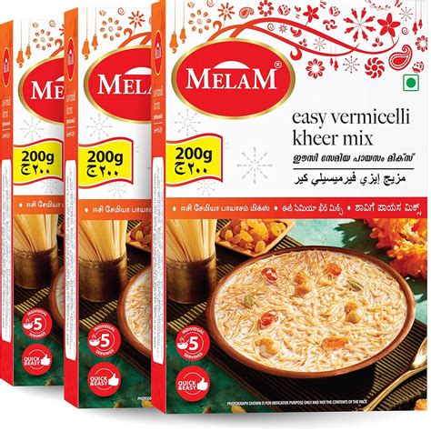 MELAM Easy Vermicelli Kheer Mix | (Seviyan/Semiya) | 200g | Pack of 3 ...