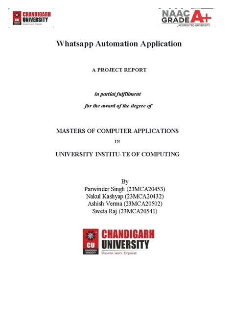 RUbrics 1 - asdfghj - Whatsapp Automation Application A PROJECT REPORT ...