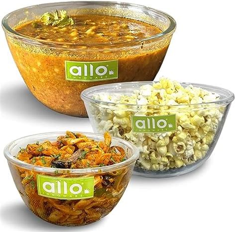 Buy AGARO Borosilicate Glass Mixing Bowl with Lid, 3 Pcs Set (500ml ...