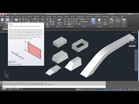 AutoCAD 3D Extrude Command Tutorial Complete - Surface; Solid; Along ...