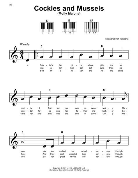 Cockles And Mussels (Molly Malone) by Traditional Irish Folksong Sheet ...