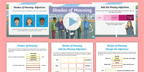Adjectives Shades of Meaning Activity Pack