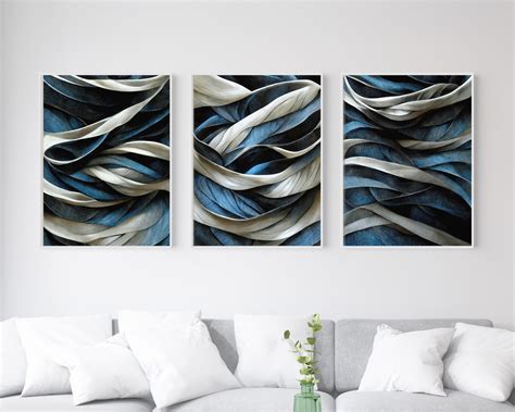 Blue Swirls Wall Art Set of 3 Printable Wall Art Bundle - Etsy