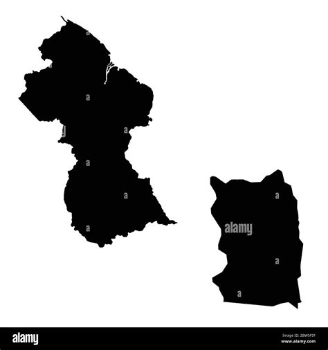 Vector map Guyana and Georgetown. Country and capital. Isolated vector Illustration. Black on ...