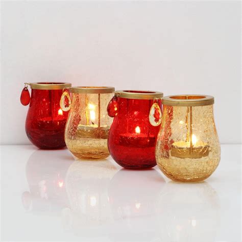 Buy Raga Set of 4 Glass Crackle T-Light Holders from Corsica by Home ...