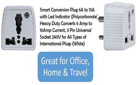 Hackensack ® New Smart Conversion Plug 6A to 15A with Led Indicator ...