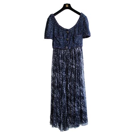 Chanel S/S2012 Starry Night Navy Fantasy Tweed Gripoix 12P Maxi Dress ...