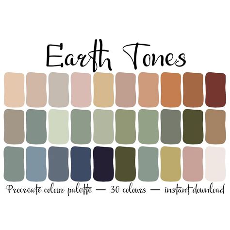 Earth Tone Colour Palette for Procreate - Etsy | Earth tone color ...