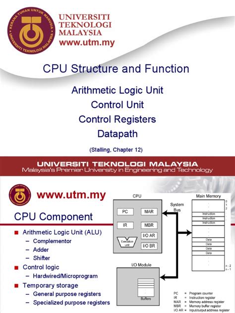 CPU Structure and Function: Arithmetic Logic Unit Control Unit Control ...