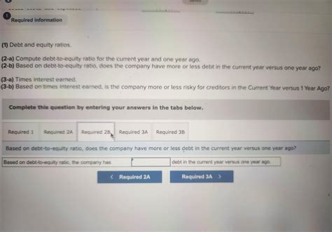 Solved (1) Debt and equity ratios. (2-a) Compute | Chegg.com