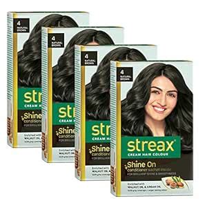 Streax Cream Hair Color for Unisex, 120ml - 4 Natural Brown (Pack of 4 ...