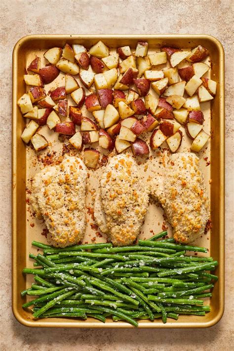 Parmesan Crusted Chicken Sheet Pan Dinner | Lemons & Zest