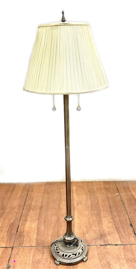 Lot - Traditional Brass Candlestick Floor Lamp