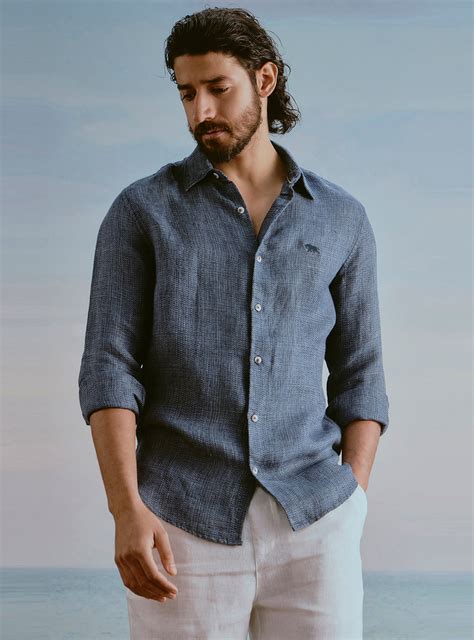 Buy Current Blue Linen Shirt | Casual Blue Structure Shirt for Men ...